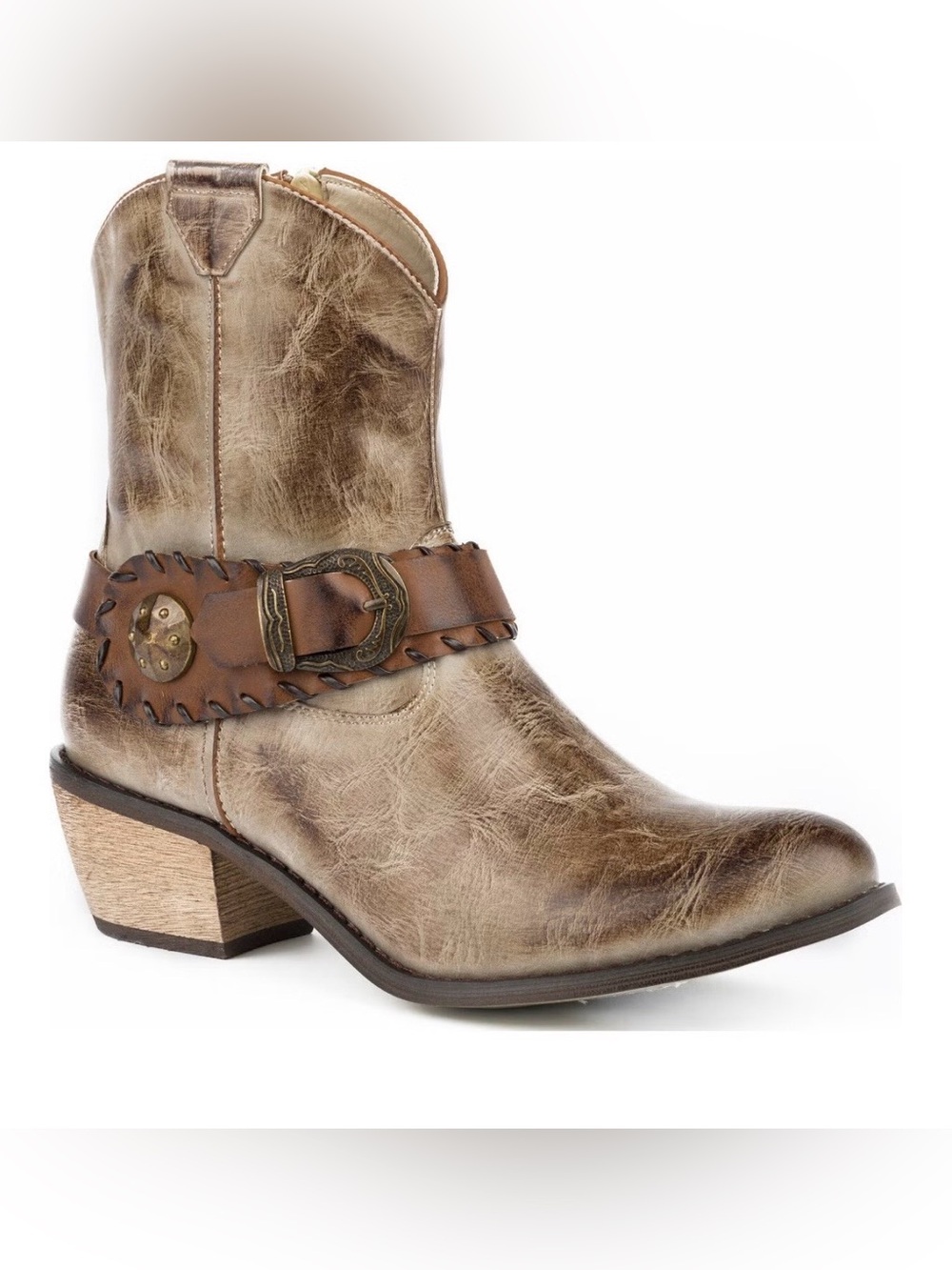 BOOT BARN ROPER WOMEN'S MAE BUCKLE STRAP FASHION BOOTS - ROUND TOE